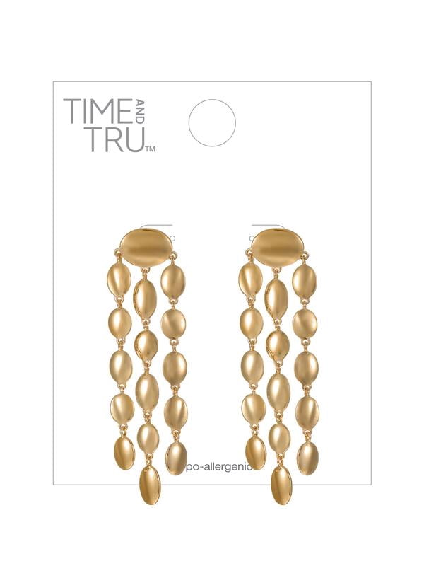 Time and Tru Goldtone Beaded Drop Earrings, 1 Pair