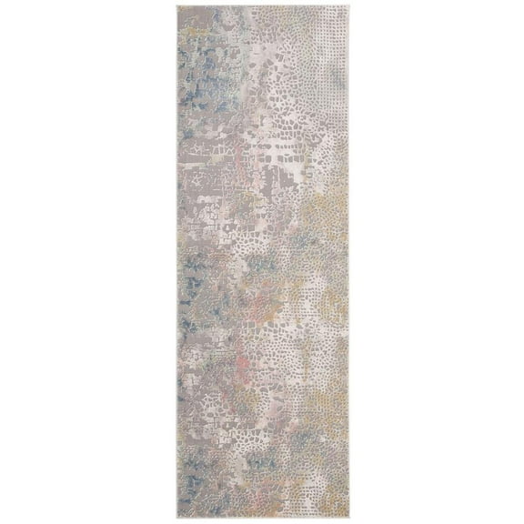 SAFAVIEH Meadow Rebeca Abstract Runner Rug, Grey/Gold, 2'7" x 8'