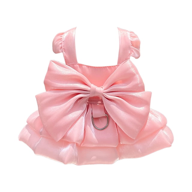 Vêtements pour Animaux de Compagnie Robe pour Petits Chiens Robe avec Nœud pour Chat avec Anneau en D Chiot Mignon Tutu Vêtements de Mariage d'Été pour Chiens et Chats