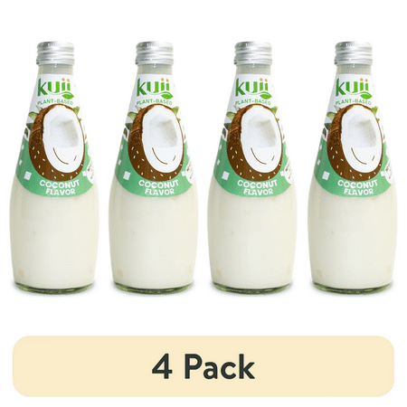(4 pack) Kuii Drinks Coconut Milk with Nata de Coco, Original - No Sugar Added, 290mL