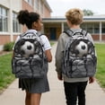 thumbnail image 4 of SEANATIVE Kids Bookbag School Backpack Large Capacity School Bag with Laptop Compartment, Front Pocket & Side Pockets for Children Teenagers, Soccer Cracked Stone Print, 4 of 7