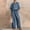 Navy, variant on Xunmmm Women's Cotton Linen Two Piece Set Loose Fit Half Sleeve Zipper Shirt and Wide Leg Pant Casual Summer 2 Piece Set for Women Linen Pants Set Outerwear