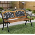thumbnail image 5 of Wood and Metal Garden Bench with Lattice Back, Seats Two, for Patio or Park, 5 of 5