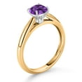thumbnail image 3 of Gem Stone King 0.54 Cttw Cushion Cut 5MM Purple Amethyst Engagement Ring for Women | 10K Yellow and White Gold | Wedding Engagement Anniversary Promise Ring for Women| Size 5, 3 of 4