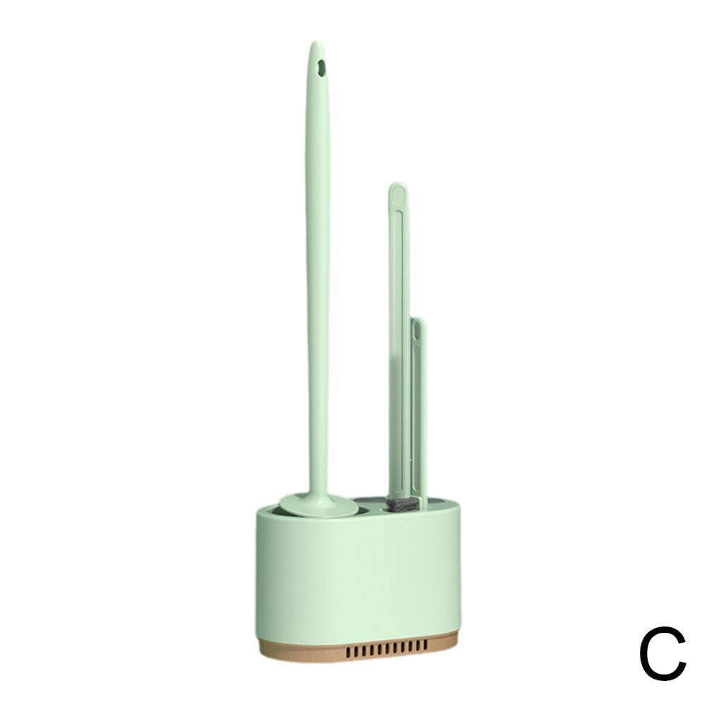 3-in-1 Bathroom Toilet Brush and Plunger Set with Vented Holder, Heavy-Duty Wall Mounted Cleaning Kit, Dark Green