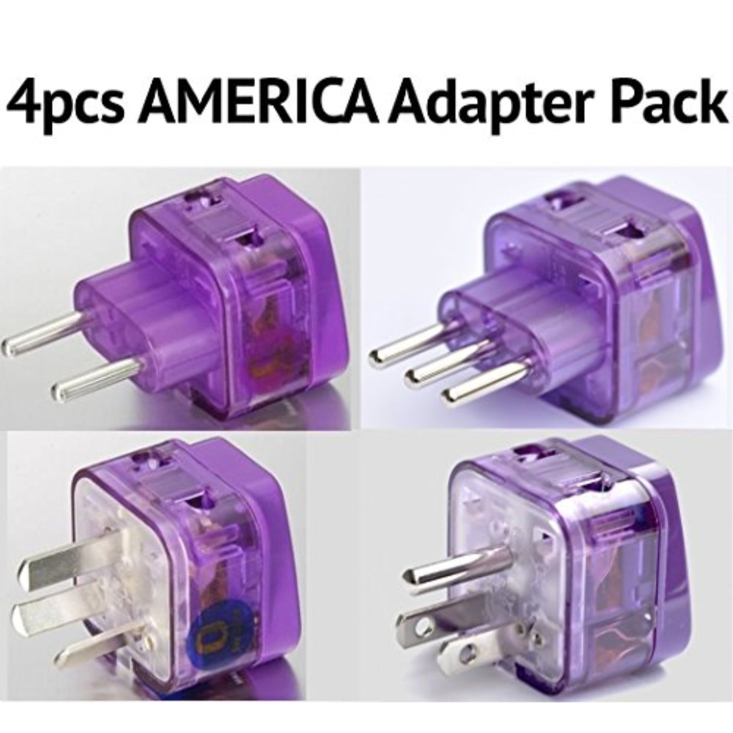new! 4 pieces america travel adapter pack for south and n. america