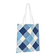 thumbnail image 3 of Canvas Bag Tote Bag Shopping Bag 16×15in Can Be Carried By Hand And Can Be Used For Daily Travel Such As Shopping And Going To Work Argyle Plaid Lightskyblue_49288_3, 3 of 8