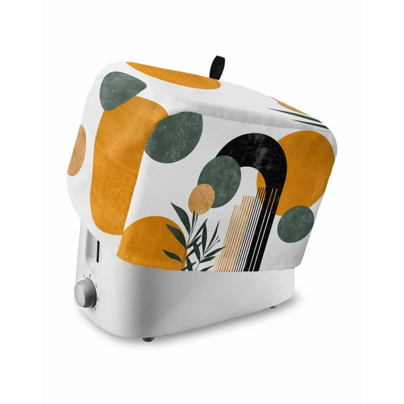 Fsddascl Boho Middle Century Toaster Cover 2 Slice, Small Kitchen Appliance Covers, Abstract Orange Geometric Botanical Toaster Oven Cover with Loop, Bread Machine Cover Polyester Dust Cover