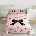 thumbnail image 3 of Homewish Ribbon Bow Tie Bedding Comforter Set,Girls Kawaii Bowknot Twin Comforter Sets,Pink Black Bedding Set For Kids,Breathable Home Decor Reversible,2 Pieces, 3 of 9