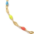thumbnail image 2 of 5pcs 304 Stainless Steel Dapped Chains Necklaces Colorful Enamel Oval Link Chain Necklace Golden 15-7/8 inch(40.4cm), 2 of 3