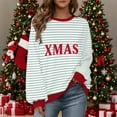 thumbnail image 3 of Uootdi Christmas Long Sleeve Sweatshirts Gift For Women Oversized Embroidered Striped Merry Christmas Letter Printed Pullove r Ugly Xmas Sweater Tops, 3 of 9