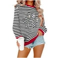 thumbnail image 2 of Yteetum Women's Christmas Crewneck Sweatshirts Oversize Christmas Graphic Print Pullover Hoodless Sweatshirts Top Womens Christmas Stripe Print Round Neck Long Sleeve Sweatshirts Fall Clothes, 2 of 4