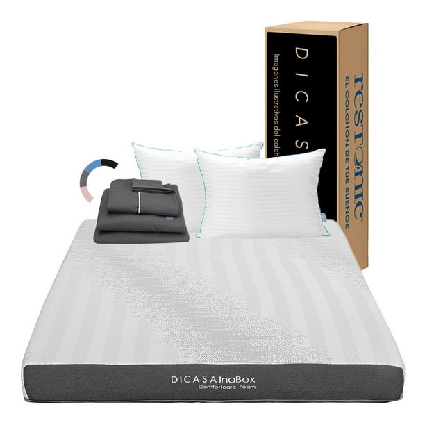 Colchón en caja Queen Size InaBox Almohada Royal Twin Sábanas Royal Restonic