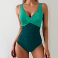 thumbnail image 5 of Women's One Piece Swimsuits Tummy Control Front Cross Bathing Suits Tie Back Slimming V Neck Swimwear Mint Green XL, 5 of 5