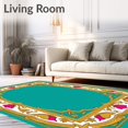 thumbnail image 2 of ODIKA 4'x6' Machine Washable Non-Slip Area Rug, Rococo Cartouche with Acanthus Leaf Border Framework High Traffic Rug, Teal, 551119, 2 of 7