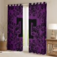 thumbnail image 2 of Homewish Purple Monogrammed T Black Out Curtains for Adult, Retro Boho Mandala Curtains Pack of 2 (42x63 Each), Tribal Damask Flower Bedroom Curtains, Blackout Curtains Bedroom Decor, 2 of 6
