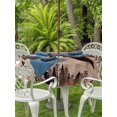 thumbnail image 3 of Outdoor Tablecloth with Umbrella Hole for Patio/Picnic/Party/Camping, Brown Bear Cabin Waterproof Table Cloth Round Cover Washable, Vintage Pine Tree Brown Wooden (Dia 54"), 3 of 9