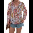 thumbnail image 3 of Blusas Casuales de Larga con Cuello en V y Estampado Bohemio para Mujer 5 Colores Mezclados L, 3 of 7