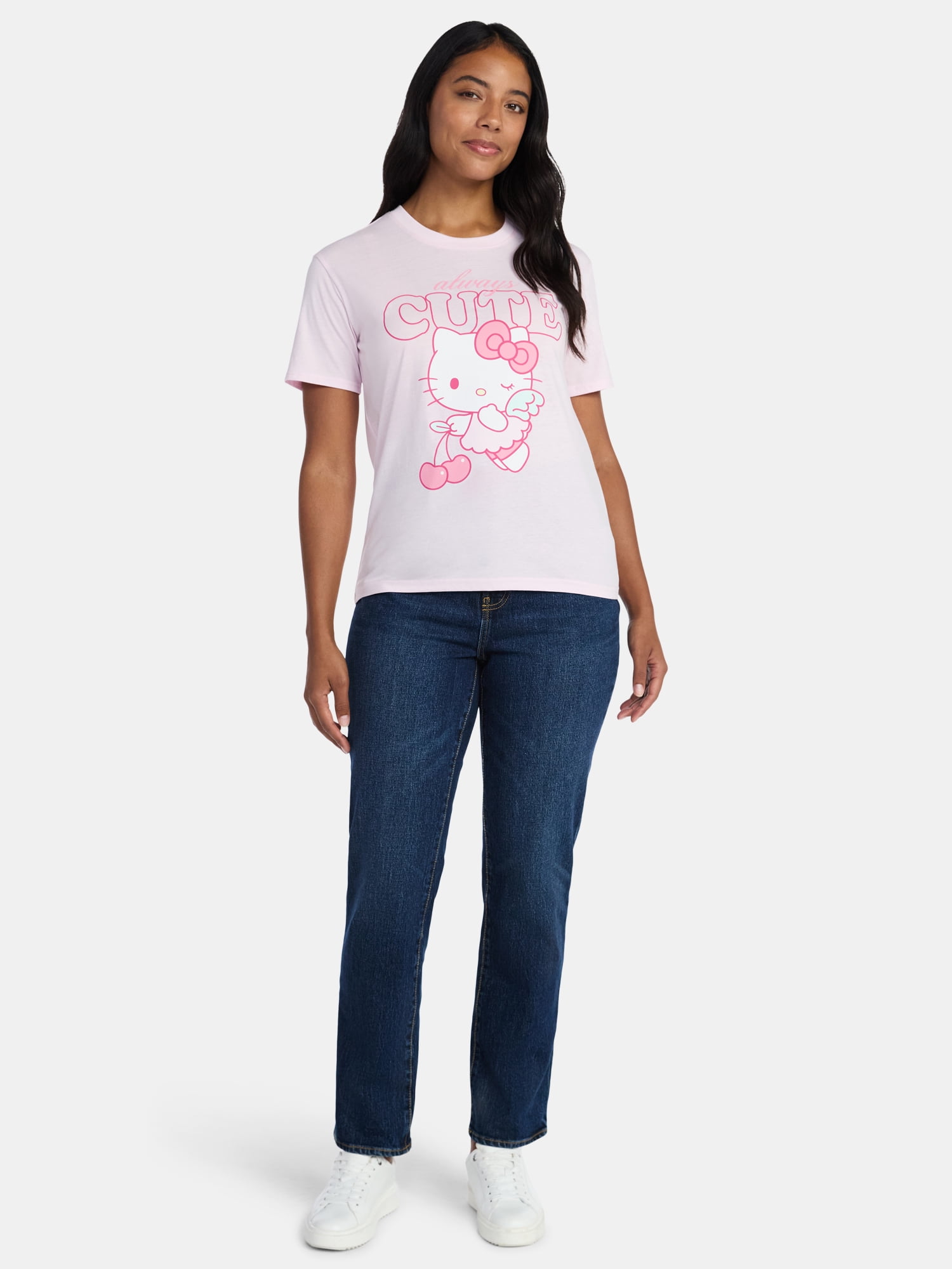 Hello Kitty Women's Graphic Tee with Short Sleeves, Sizes XXS-XXL