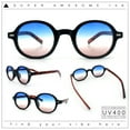 thumbnail image 2 of Vintage Vibe Hipster Fashion Round Plastic Horn Rim Sunglasses Black Tortoise - Blue Burgundy, 2 of 8