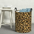thumbnail image 5 of Picia Gold Glitter Leopard Large Laundry Basket, Waterproof, Freestanding Laundry Hamper, Collapsible Tall Clothes Hamper with Extended Handles-Small, 5 of 8