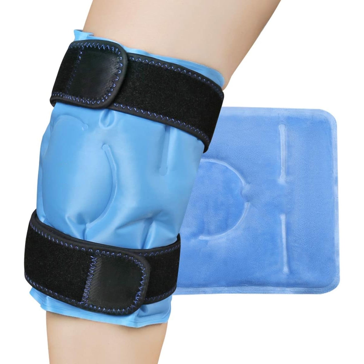 Cold & Hot Packs, Reusable Warm or Ice Packs for Knee Pain Relief，Double-sided design for versatile therapy，2 adjustable straps Gel Ice Pack Wrap for Knees