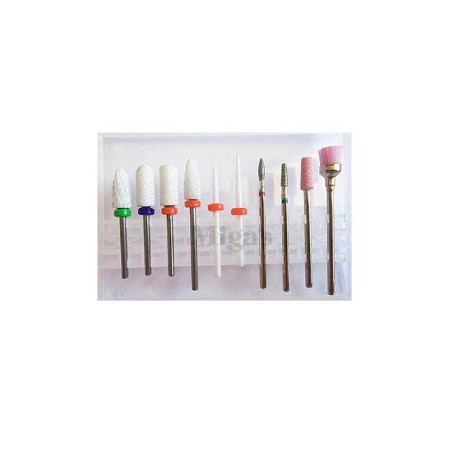 Set de 10 fresas para manicura rusa para torno o piscina