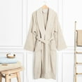thumbnail image 3 of 100% Cotton Turkish Bathrobes, Soft Absorbent Lightweight Men Robes, Large, Beige, 3 of 9