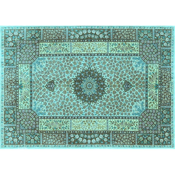 Ahgly Company Indoor Rectangle Persian Light Blue Traditional Area Rugs, 5' x 7'