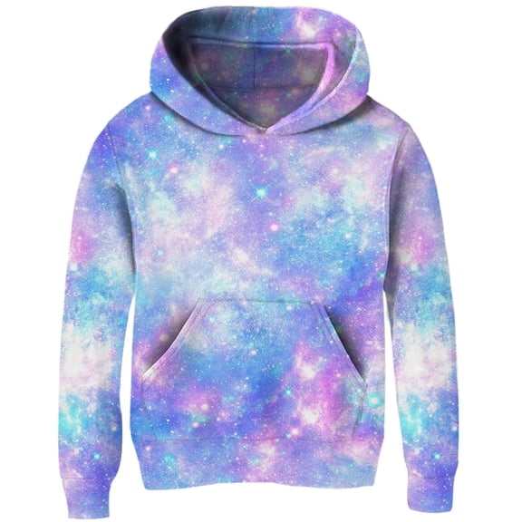 Lanbubble Tween Girls Pullover Hoodies Kids Galaxy Graphic Sweatshirts with Kangaroo Pockets 4-14 Years