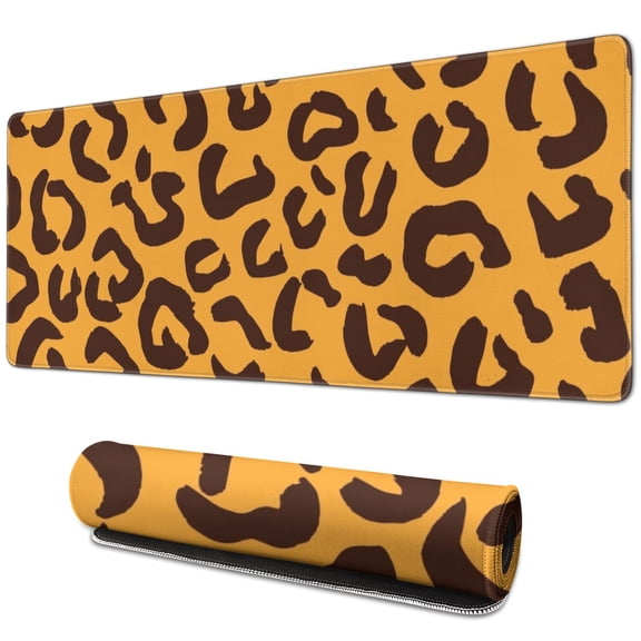 Long Mouse Pads for Desk,Yellow and Black Of Leopard Print Desk Mats on Top Of Desks, Desk Mouse Pad Extra Large with 3mm Non-Slip Base and Stitched Edge for Gaming,Office,Work,Home 31.5"x11.8"