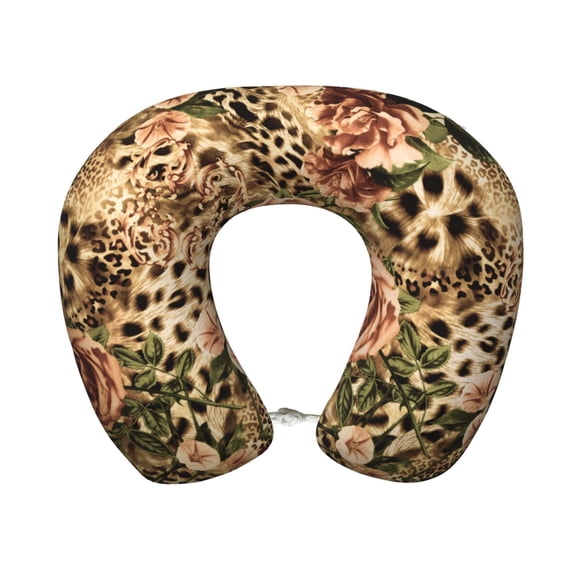 Xecao Animal Leopard Print Memory Foam Cervical Neck Pillow Versatile U-Shaped Pillows for Home,Office,Camping,Travelling,Soft Washable Cover