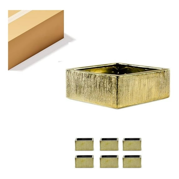 Ceramic Square Vases - 8" Wide, 4" Tall - Modern Floral Planters, Terrarium Pots - Set of 6