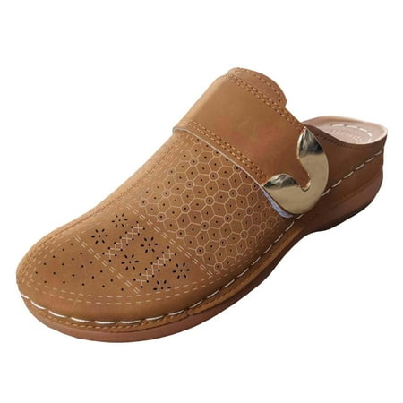 OJSFQUFP Women s Flats Women Casual Shoes Fashionable New Pattern Simple and Pure Color Lightweight and Comfortable Slip On Sandals Women Flats Shoes Dressy Brown 42