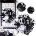 thumbnail image 2 of SWSUSN Halloween Creepy Wreath For Front Door 16 Inch Artificial Plastic Skeleton Bride And Groom Wreath Halloween Gothic Wreath Hanging Decoration For Home Party Halloween Front Porch Wreath, 2 of 9