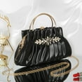 thumbnail image 2 of Crystal Rhinestone Evening Bags Women's Pleated Clutch Purses Vintage Leather Handbags, 2 of 7