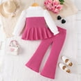 thumbnail image 4 of AINIYSLittle Girls 2 Piece Outfits Joint Shirt Dress Top and Flared Pants Set Kids Cute Pullover Fall Outfits Set Hot Pink 3 Years, 4 of 9
