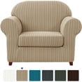 thumbnail image 1 of Subrtex 2-Piece Stretch Striped Jacquard Sofa Slipover, 1 of 6