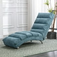 thumbnail image 3 of paproos Massage Chaise Lounge, Indoor Ergonomic Electric Massage Long Lounger with Remote Control, Modern Linen Upholstered Recliner Chair Sleeper Chair for Living Room Bedroom Office, Blue, 3 of 13