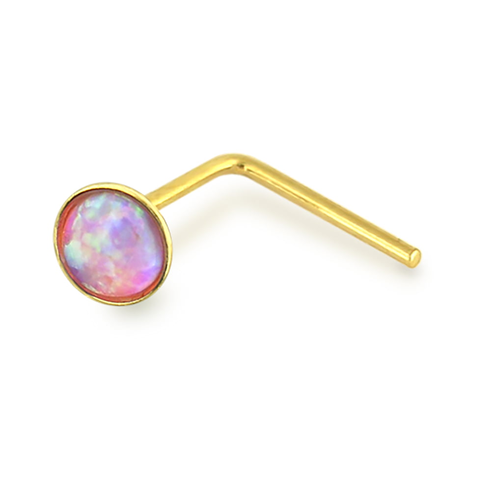 22G 9K Solid Yellow Gold Bezel Set Jeweled Nose Studs in three different types 