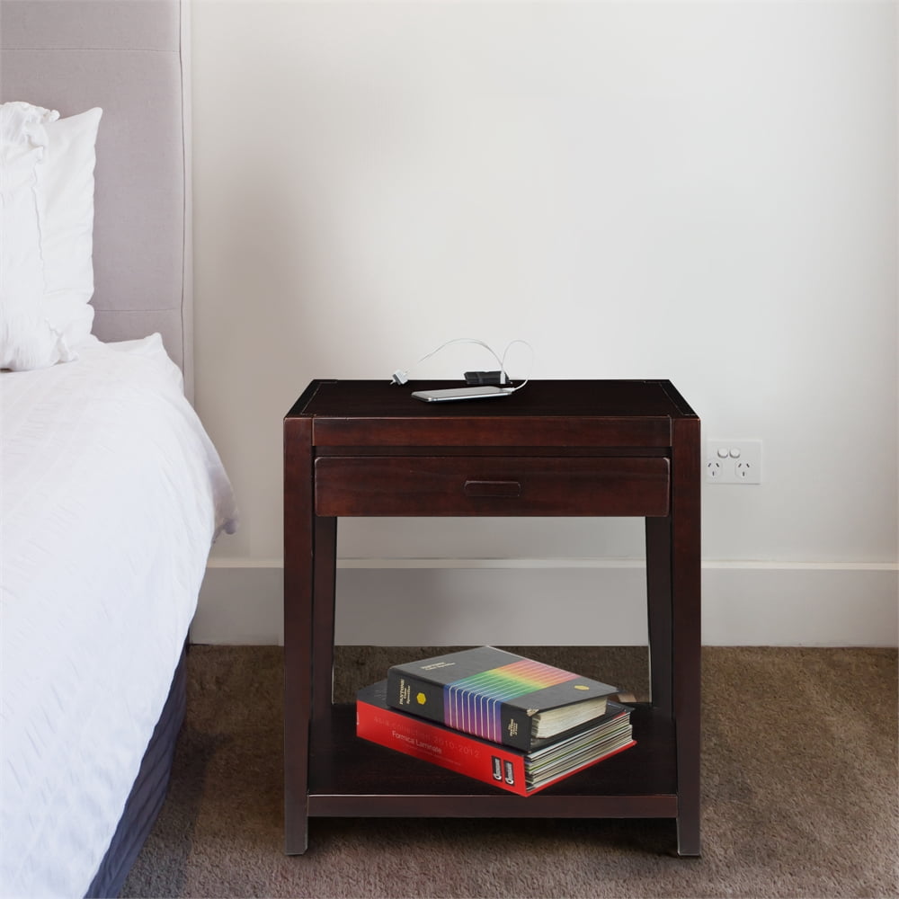 Casual Home Notre Dame Nightstand with USB Port, Espresso
