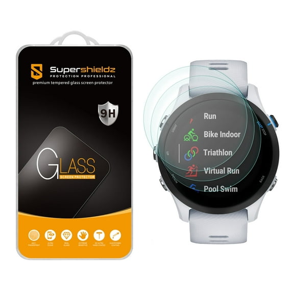(2 Pack) Supershieldz Designed for Garmin Forerunner 255 / 255 Music (46mm) Tempered Glass Screen Protector, Anti Scratch, Bubble Free