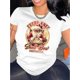 thumbnail image 1 of Camiseta navideña con estampado gráfico de Papá Noel para mujer, informal, de cuello redondo y manga corta, de punto de algodón con elasticidad media, ideal para todas las estaciones, ideal para depor, 1 of 7