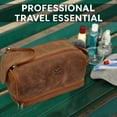 thumbnail image 4 of Leather Toiletry Bag Travel Dopp Kit Shaving Cosmetic Organizer Makeup Case for Men & Women by Rustic Town, Large, 4 of 10
