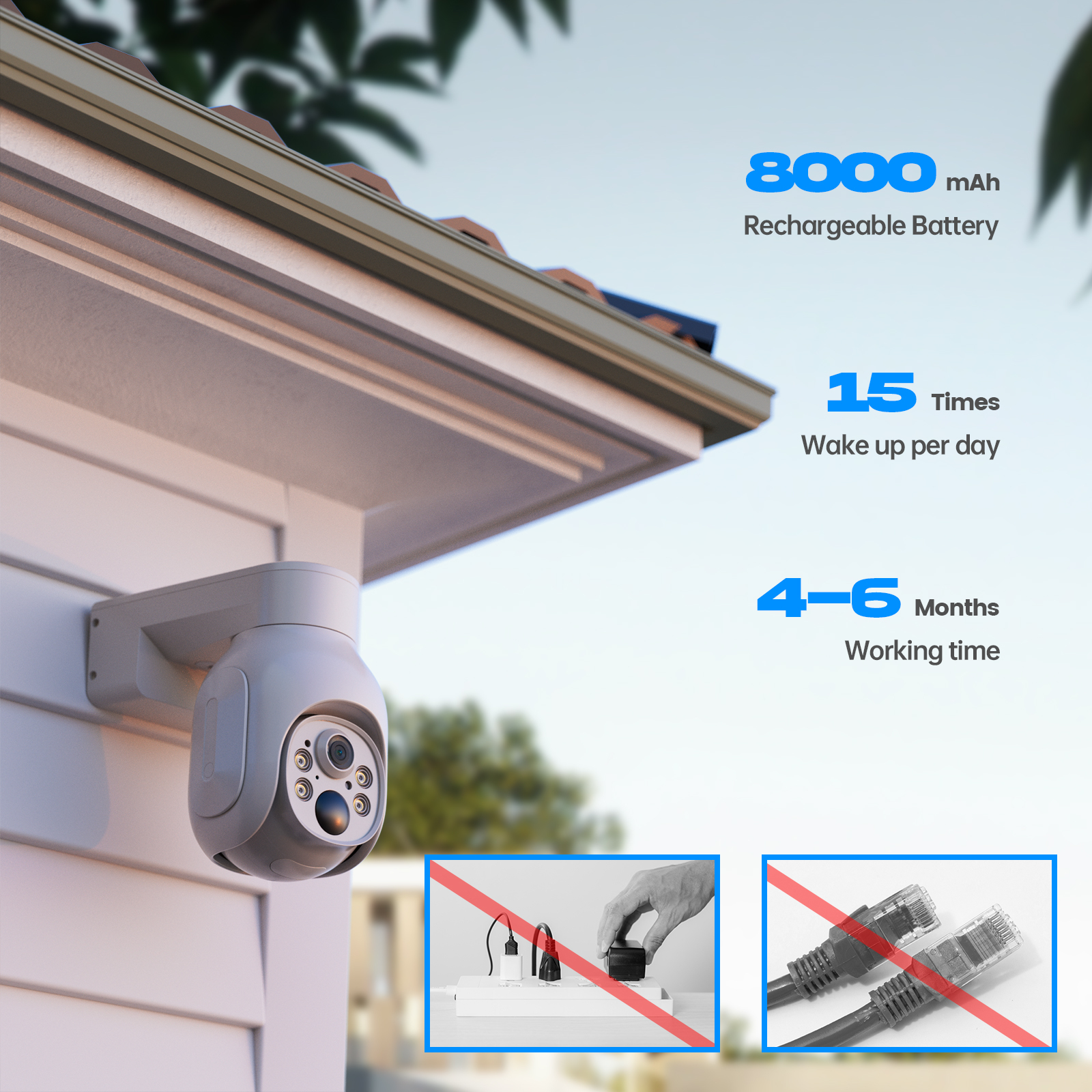 Toguard Solar Wireless Security Camera System Outdoor Battery Bullet Surveillance Camera Wireless Connector (Only supports 2.4Ghz WiFi) - image 3 of 8