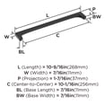 thumbnail image 6 of Amerock Merced 10-1/16 inch (256mm) Center-to-Center Matte Black Cabinet Pull, 6 of 7