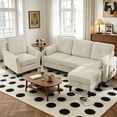 thumbnail image 4 of Soscana Convertible Sectional Sofa & Accent Chair,3 Seat L Shaped Couch with Reversible Storage Ottoman&Side Pockets, for Living Room Office Apartment Apt, 4 of 8