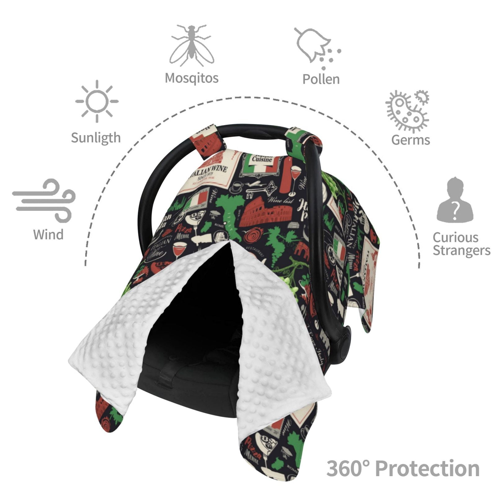 Car Seat Cover Baby - Stamp Pattern Grape Breathable Infant Car Seat Cover for Baby Carseat, Lightweight Comfort Baby Essentials Must Haves Newborn Stuff for Girl Boy