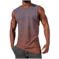 thumbnail image 3 of BVOFAR Gradient Gym Tank Tops for Men Sleeveless Striped Muscle Shirt Cut Off Athletic Active Tshirt for Running Coffee L, 3 of 6