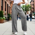 thumbnail image 2 of oqasdz Women Casual Pants High Waist Tied Drawstring Wide Leg Sweatpants with Pockets Comfortable Loose Fit Trousers Stretch Streetwear, 2 of 4